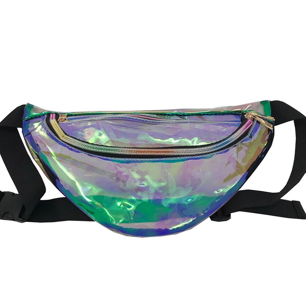 Fanny Pack Polyurethane Mini Bag w Rainbow Shine - Picture 2 of 4